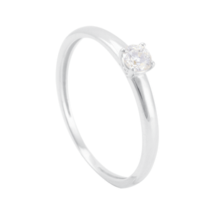 Anel Solitário em Ouro Branco 18K com Diamante de 20PTS - AU12071