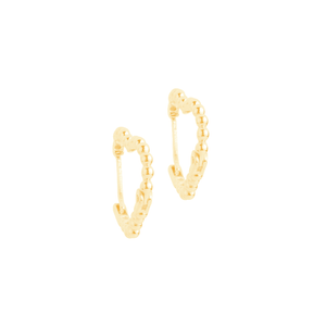 Brinco em Ouro 18K Argolinha Coração com Bolinhas - AU12113