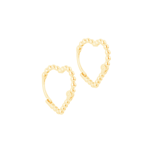 Brinco em Ouro 18K Argolinha Coração com Bolinhas - AU12115