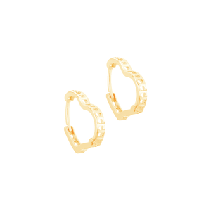Brinco em Ouro 18K Argolinha Coração Vazada - AU12111