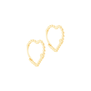 Brinco em Ouro 18K Argolinha Coração com Bolinhas - AU12114