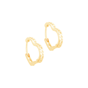 Brinco em Ouro 18K Argolinha Coração Vazada - AU12112