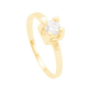 Anel Solitário em Ouro 18K com Zircônia - AU12077