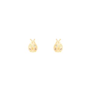 Brinco em Ouro 18K Joaninha com Pedras Naturais - AU12183