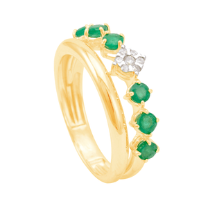 Anel em Ouro 18K com Esmeralda e Diamante - AU12135