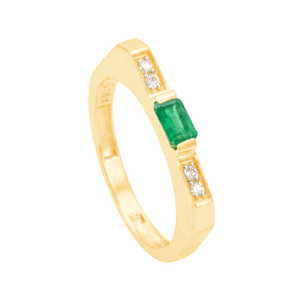 Anel em Ouro 18K Esmeralda e Diamantes - AU12221