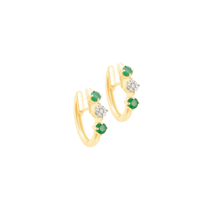 Brinco em Ouro 18K com Esmeralda e Diamante - AU12136