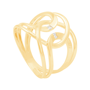 Anel em Ouro 18K Vazado com Diamantes - AU12061