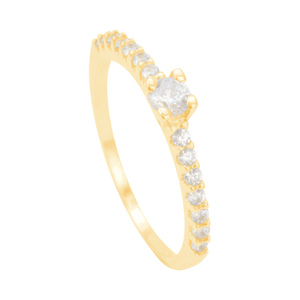 Anel Solitário em Ouro 18K com Zircônnias - AU12181
