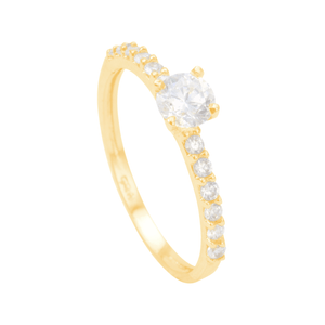 Anel Solitário em Ouro 18K com Zircônias - AU12180