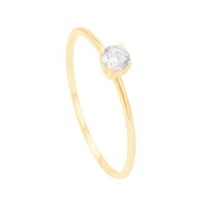 Anel Solitário em Ouro 18K com Zircônia - AU12189