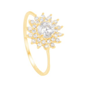 Anel em Ouro 18K Chuveirinho com Zircônias - AU12196