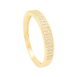 Anel Meia Aliança em Ouro 18K com Zircônias - AU12210