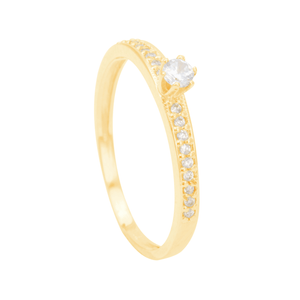 Anel Solitário em Ouro 18K com Zircônias - AU12207