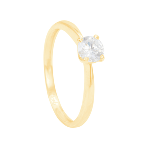 Anel Solitário em Ouro 18K com Zircônia - AU12208