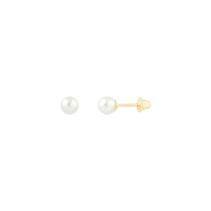 Brinco Infantil em Ouro 18K Pérola 4MM - AU12240