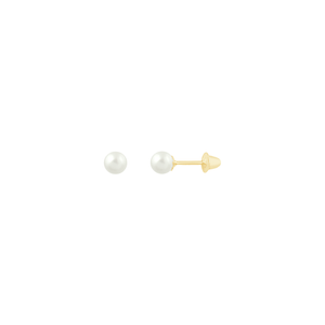 Brinco Infantil em Ouro 18K Pérola 3,5MM - AU12239
