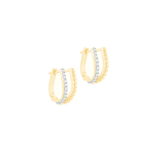Brinco em Ouro 18K Argolinha V com Diamantes - AU12304