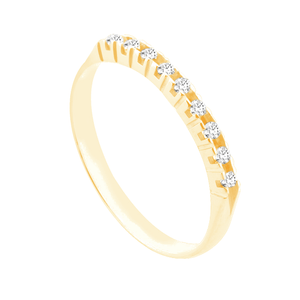 Anel Meia Aliança em Ouro 18K com Diamantes - AU12073