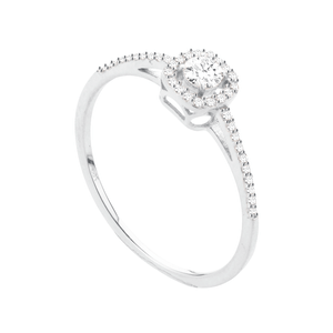 Anel em Ouro Branco 18K com Diamantes - AU12070