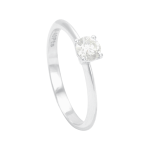 Anel em Ouro Branco 18K Solitário com Diamante - AU12335