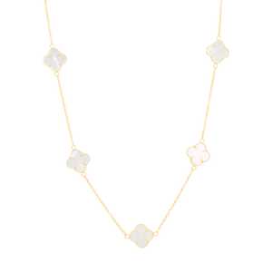 Colar em Ouro 18K Trevos Madrepérola - AU12341