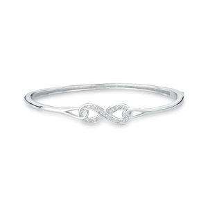 Bracelete em Prata 925 com Banho de Ouro Branco Infinito com Zircônias - PL18600