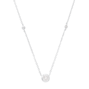 Colar em Ouro Branco com Diamantes - AU12356