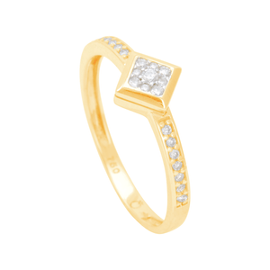 Anel em Ouro 18K Quadrado com Diamantes - AU12420