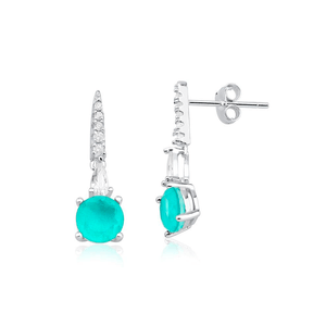 Brinco em Prata 925 com Cristal Fusion Turmalina Redondo - PL18898