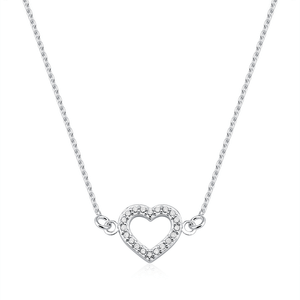Colar Choker em Prata 925 Coração com Zircônias - PL19062
