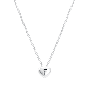 Colar em Prata 925 Coração com a Letra F - PL18960