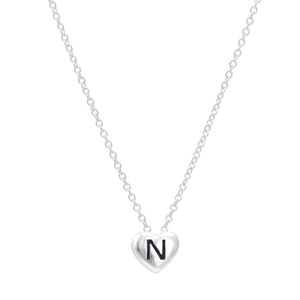 Colar em Prata 925 Coração com a Letra N - PL18965