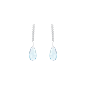 Brinco Palito em Prata 925 Gota com Cristal Azul - PL19133