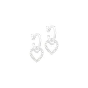 Brinco Argola em Prata 925 Coração com Zircônias - PL19126