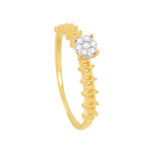 Anel em Ouro 18k Solitário com Diamantes - AU6383