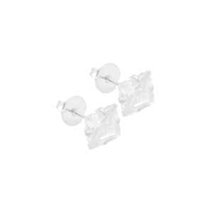Brinco em Prata 925 Ponto de Luz Quadrado 10MM - PL19610