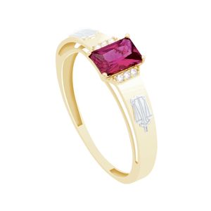 Anel de Formatura em Ouro 18K com Rubi e Diamantes - AU12485