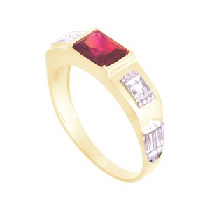 Anel de Formatura em Ouro 18K com Zircônia Rubi - AU12492