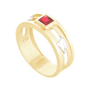 Anel de Formatura em Ouro 18K com Zircônia Rubi - AU12496