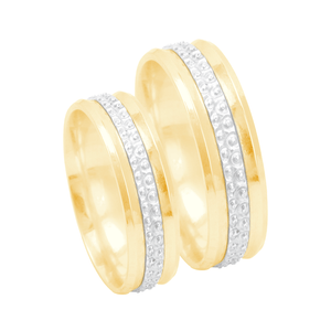 Par de Aliança Bodas de Prata em Ouro 18K - AU12544