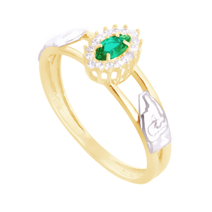Anel de Formatura em Ouro 18K com Zircônia Esmeralda - AU12558