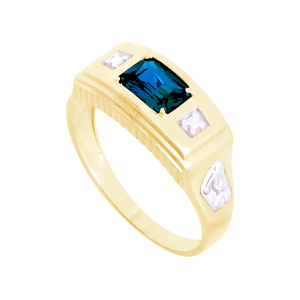 Anel de Formatura em Ouro 18K com Zircônia Safira - AU12571