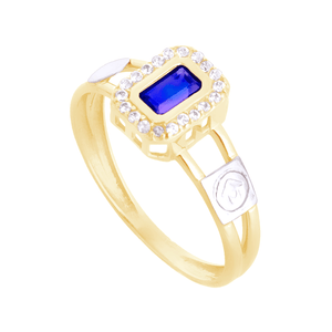 Anel de Formatura em Ouro 18K com Zircônia Safira - AU12575