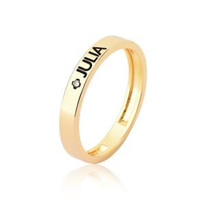 Anel em Prata 925 com Banho de Ouro 18K Nome Personalizado com Zircônia - PL19373