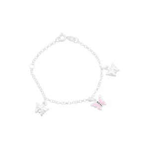 Pulseira Infantil em Prata 925 com Três Borboletas - PL18451