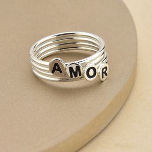 Anel em Prata 925 Personalizado Letra - PL19658