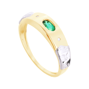 Anel de Formatura em Ouro 18K com Zircônia Esmeralda - AU12524
