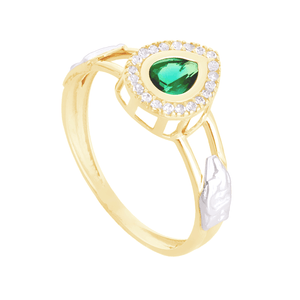 Anel de Formatura em Ouro 18K com Zircônia Esmeralda - AU12552