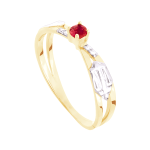 Anel de Formatura em Ouro 18K com Zircônia Rubi - AU12498